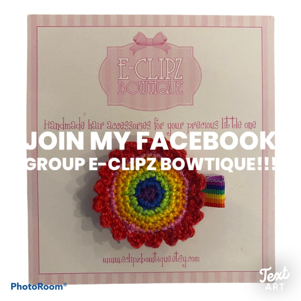 NEW HANDMADE CROCHET RAINBOW FLOWER HAIR CLIP - Picture 2 of 4